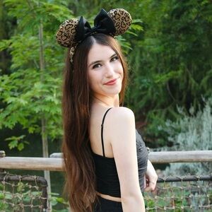 Leopard Print Disney Mickey Ears with Black Bow Headband